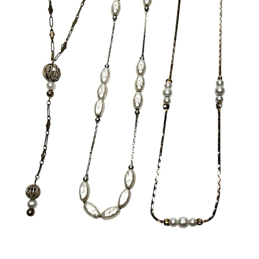 Vintage Necklaces Lot 3 MCM Silver Tone Delicate Boho Chic Bohemian Whimsigoth